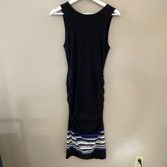Athleta Black Ruched Midi Tank Dress - Picture 2 of 4